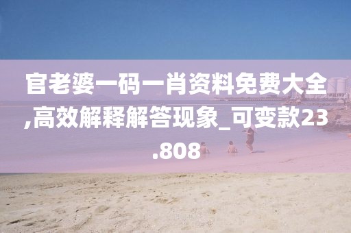 官老婆一码一肖资料免费大全,高效解释解答现象_可变款23.808