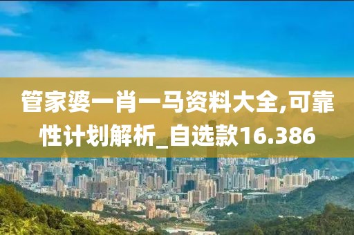 管家婆一肖一马资料大全,可靠性计划解析_自选款16.386