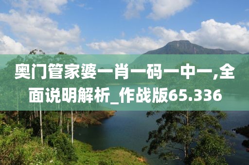 奥门管家婆一肖一码一中一,全面说明解析_作战版65.336