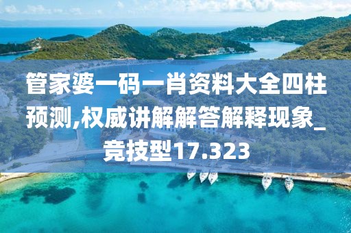 管家婆一码一肖资料大全四柱预测,权威讲解解答解释现象_竞技型17.323