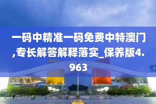 一码中精准一码免费中特澳门,专长解答解释落实_保养版4.963