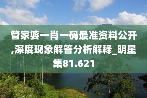 管家婆一肖一码最准资料公开,深度现象解答分析解释_明星集81.621