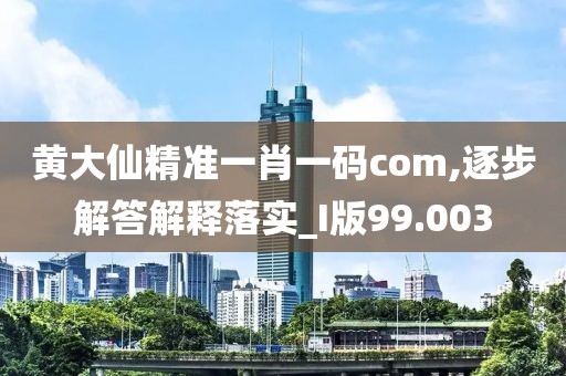 黄大仙精准一肖一码com,逐步解答解释落实_I版99.003
