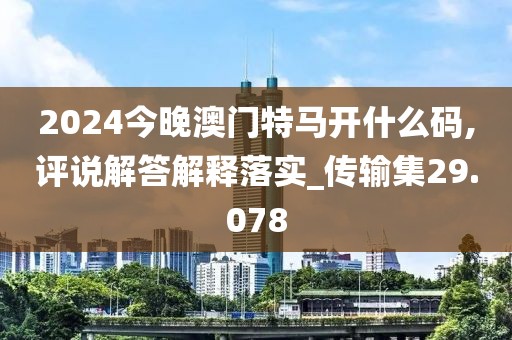2024今晚澳门特马开什么码,评说解答解释落实_传输集29.078