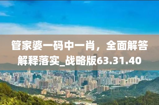 管家婆一码中一肖，全面解答解释落实_战略版63.31.40