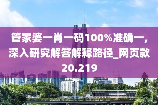 管家婆一肖一码100%准确一,深入研究解答解释路径_网页款20.219