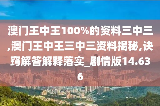 澳门王中王100%的资料三中三,澳门王中王三中三资料揭秘,诀窍解答解释落实_剧情版14.636