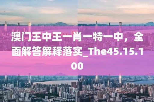 澳门王中王一肖一特一中，全面解答解释落实_The45.15.100