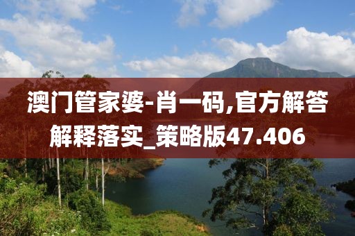 澳门管家婆-肖一码,官方解答解释落实_策略版47.406