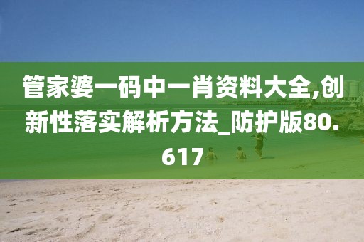 管家婆一码中一肖资料大全,创新性落实解析方法_防护版80.617