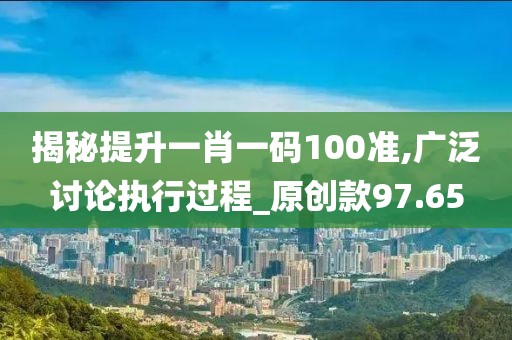 揭秘提升一肖一码100准,广泛讨论执行过程_原创款97.65
