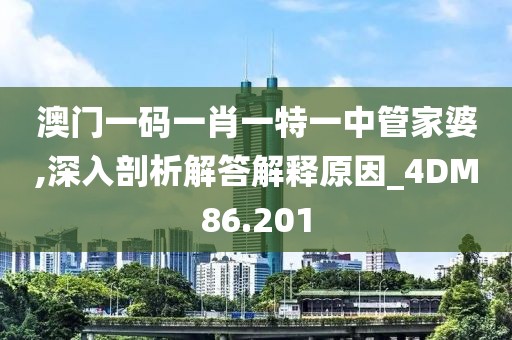 澳门一码一肖一特一中管家婆,深入剖析解答解释原因_4DM86.201
