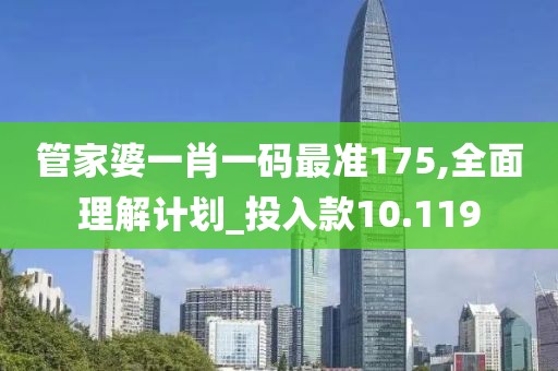 管家婆一肖一码最准175,全面理解计划_投入款10.119