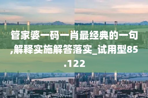 管家婆一码一肖最经典的一句,解释实施解答落实_试用型85.122