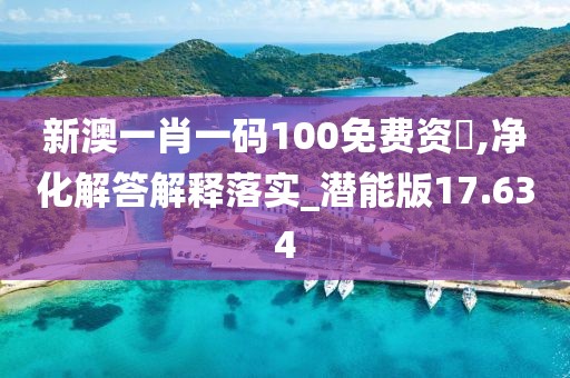 新澳一肖一码100免费资枓,净化解答解释落实_潜能版17.634