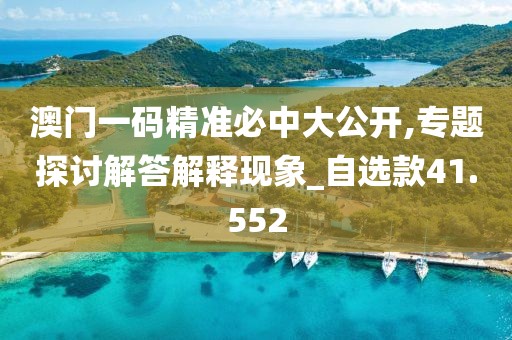 澳门一码精准必中大公开,专题探讨解答解释现象_自选款41.552