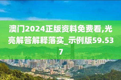 澳门2024正版资料免费看,光亮解答解释落实_示例版59.537