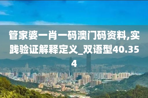 管家婆一肖一码澳门码资料,实践验证解释定义_双语型40.354
