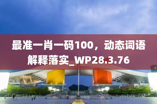 最准一肖一码100，动态词语解释落实_WP28.3.76