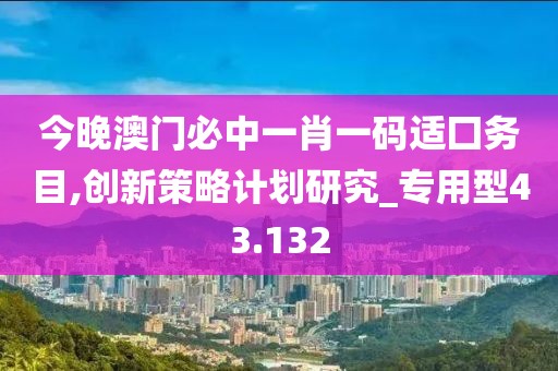 今晚澳门必中一肖一码适囗务目,创新策略计划研究_专用型43.132