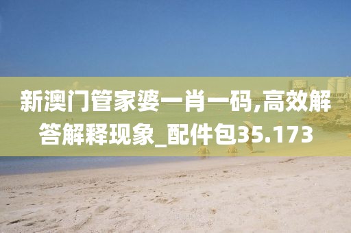 新澳门管家婆一肖一码,高效解答解释现象_配件包35.173