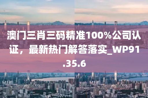 澳门三肖三码精准100%公司认证，最新热门解答落实_WP91.35.6