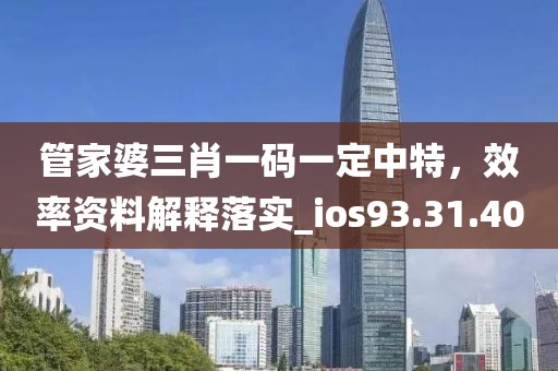 管家婆三肖一码一定中特，效率资料解释落实_ios93.31.40