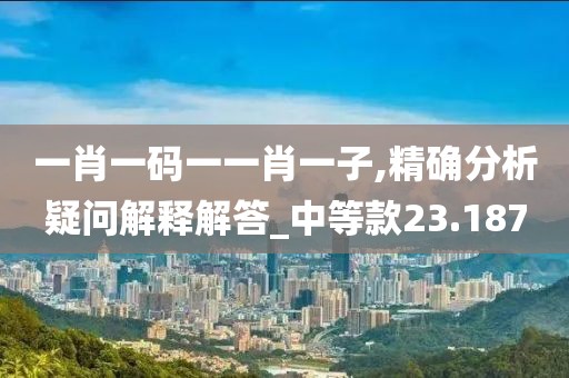 一肖一码一一肖一子,精确分析疑问解释解答_中等款23.187