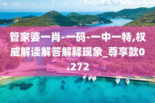 管家婆一肖-一码-一中一特,权威解读解答解释现象_尊享款0.272