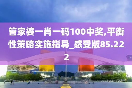 管家婆一肖一码100中奖,平衡性策略实施指导_感受版85.222