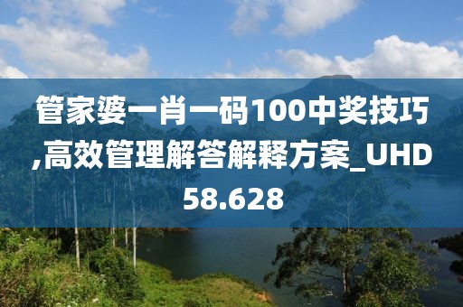 管家婆一肖一码100中奖技巧,高效管理解答解释方案_UHD58.628