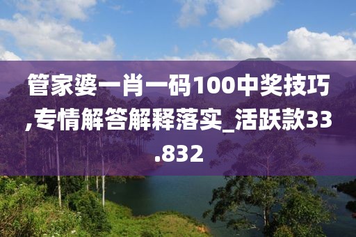 管家婆一肖一码100中奖技巧,专情解答解释落实_活跃款33.832