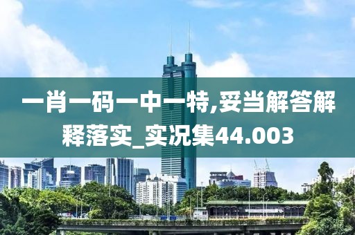 一肖一码一中一特,妥当解答解释落实_实况集44.003