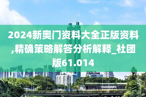 2024新奥门资料大全正版资料,精确策略解答分析解释_社团版61.014