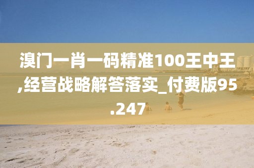 溴门一肖一码精准100王中王,经营战略解答落实_付费版95.247