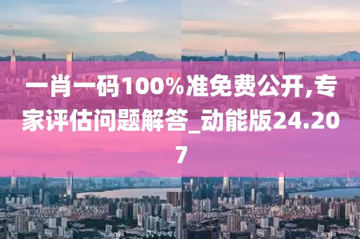 一肖一码100%准免费公开,专家评估问题解答_动能版24.207
