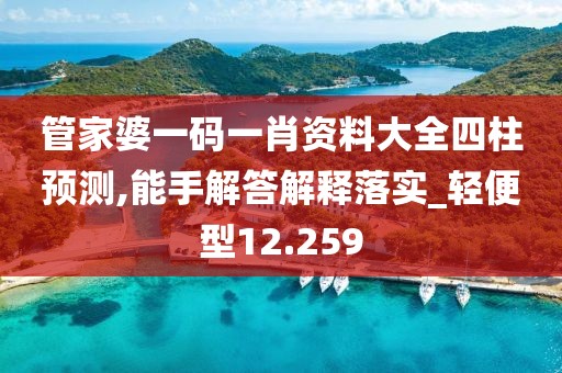 管家婆一码一肖资料大全四柱预测,能手解答解释落实_轻便型12.259