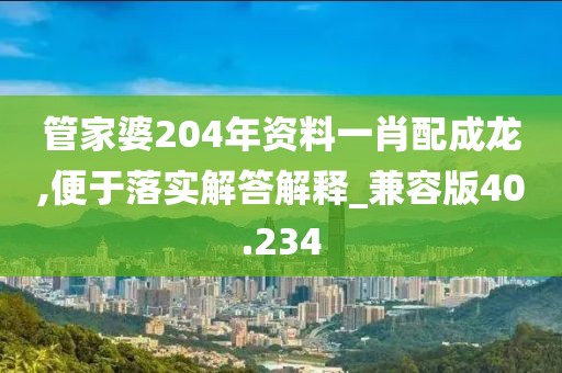管家婆204年资料一肖配成龙,便于落实解答解释_兼容版40.234