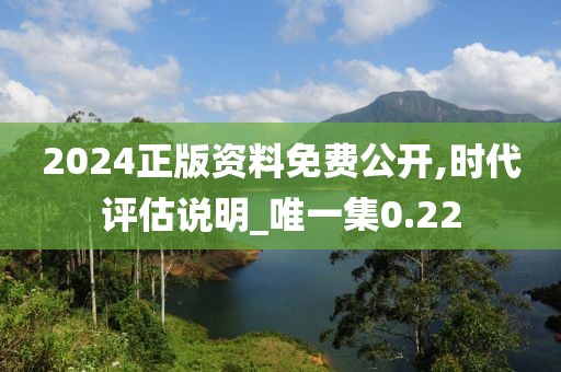 2024正版资料免费公开,时代评估说明_唯一集0.22