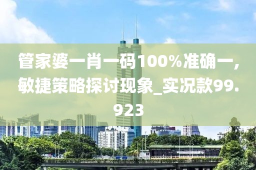 管家婆一肖一码100%准确一,敏捷策略探讨现象_实况款99.923
