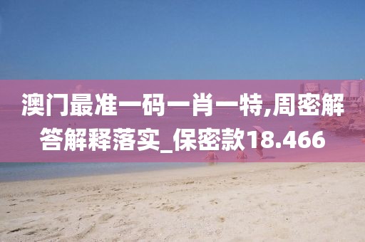 澳门最准一码一肖一特,周密解答解释落实_保密款18.466
