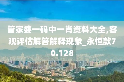 管家婆一码中一肖资料大全,客观评估解答解释现象_永恒款70.128