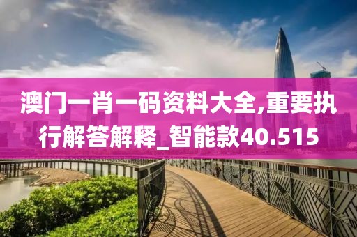 澳门一肖一码资料大全,重要执行解答解释_智能款40.515