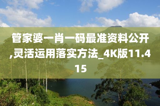 管家婆一肖一码最准资料公开,灵活运用落实方法_4K版11.415
