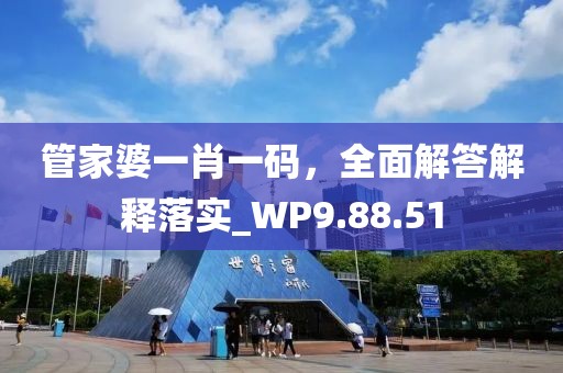 管家婆一肖一码，全面解答解释落实_WP9.88.51
