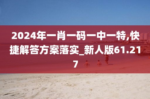 2024年一肖一码一中一特,快捷解答方案落实_新人版61.217