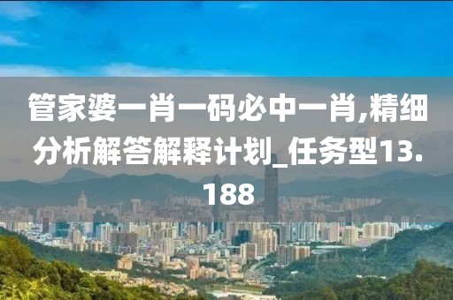 管家婆一肖一码必中一肖,精细分析解答解释计划_任务型13.188