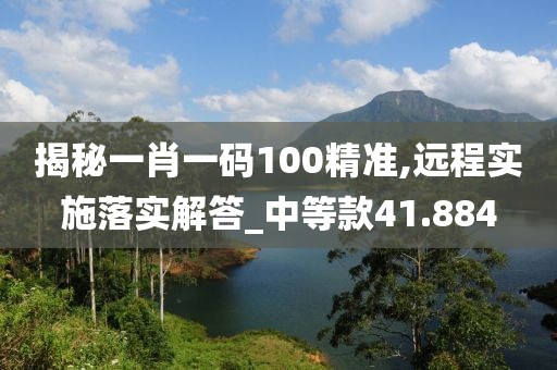 揭秘一肖一码100精准,远程实施落实解答_中等款41.884