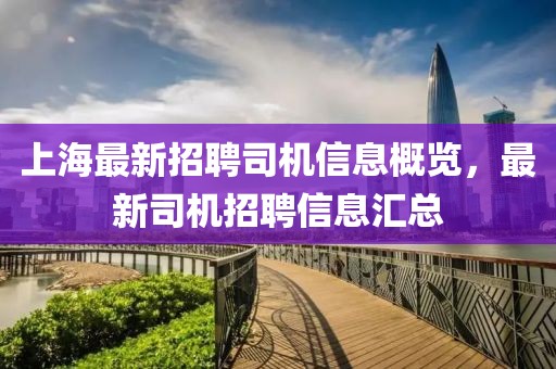 上海最新招聘司机信息概览，最新司机招聘信息汇总
