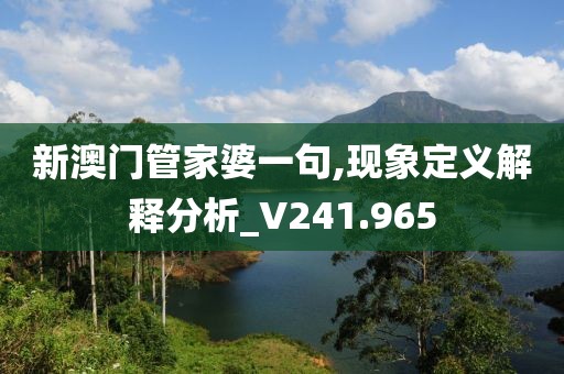 新澳门管家婆一句,现象定义解释分析_V241.965